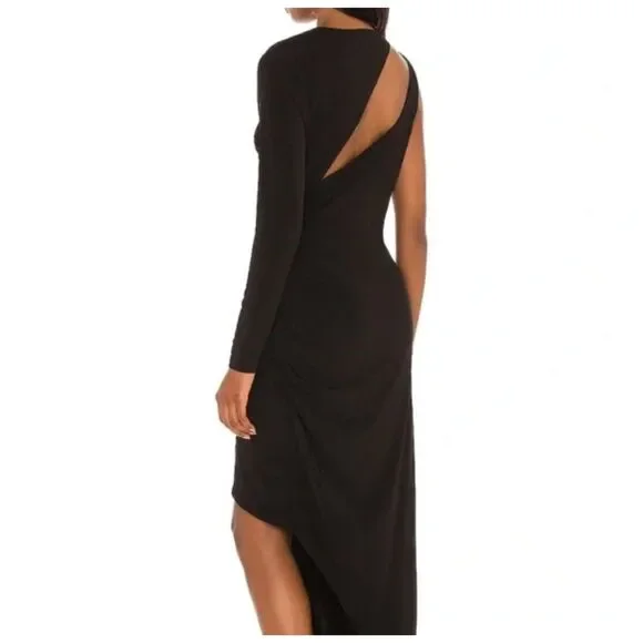 NWT BCBG MaxAzria Black Asymmetric Midi Dress Size M - Picture 3 of 13
